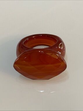 SOLID CARVED RED AGATE CARNELIAN RING